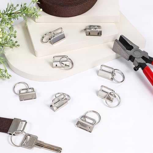 Xosjska 61Sets Key Fob Hardware Lanyard Key Fob Hardware 1 Inch with Key-Fob Pliers Tool Key-Fob-Hardware with Plier for Wristlet Lanyard Making Supplies - Thumbnail 7