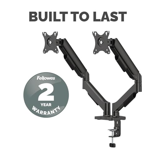 Fellowes Everyday Plus Dual Gas Spring Monitor Arm Holds Two Screens up to 32" Weighing 4.4-19.84 lbs ea, Height Adjusting, Tilt, Swivel, Rotate, VESA 75/100, Clamp or Grommet Mount, Cable Management by Fellowes - Image 9