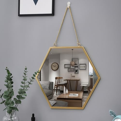 Miroir hexagonal en métal suspendu la solution pour agrandir une petite pièce