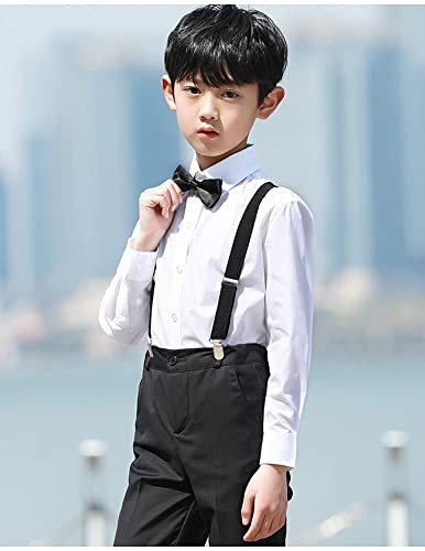 LOLANTA Boys Dress Shirts Button Down Shirt Long Sleeve Boys Kids Shirts and Tie Sets Solid Color Uniforms 2-13 Years 6