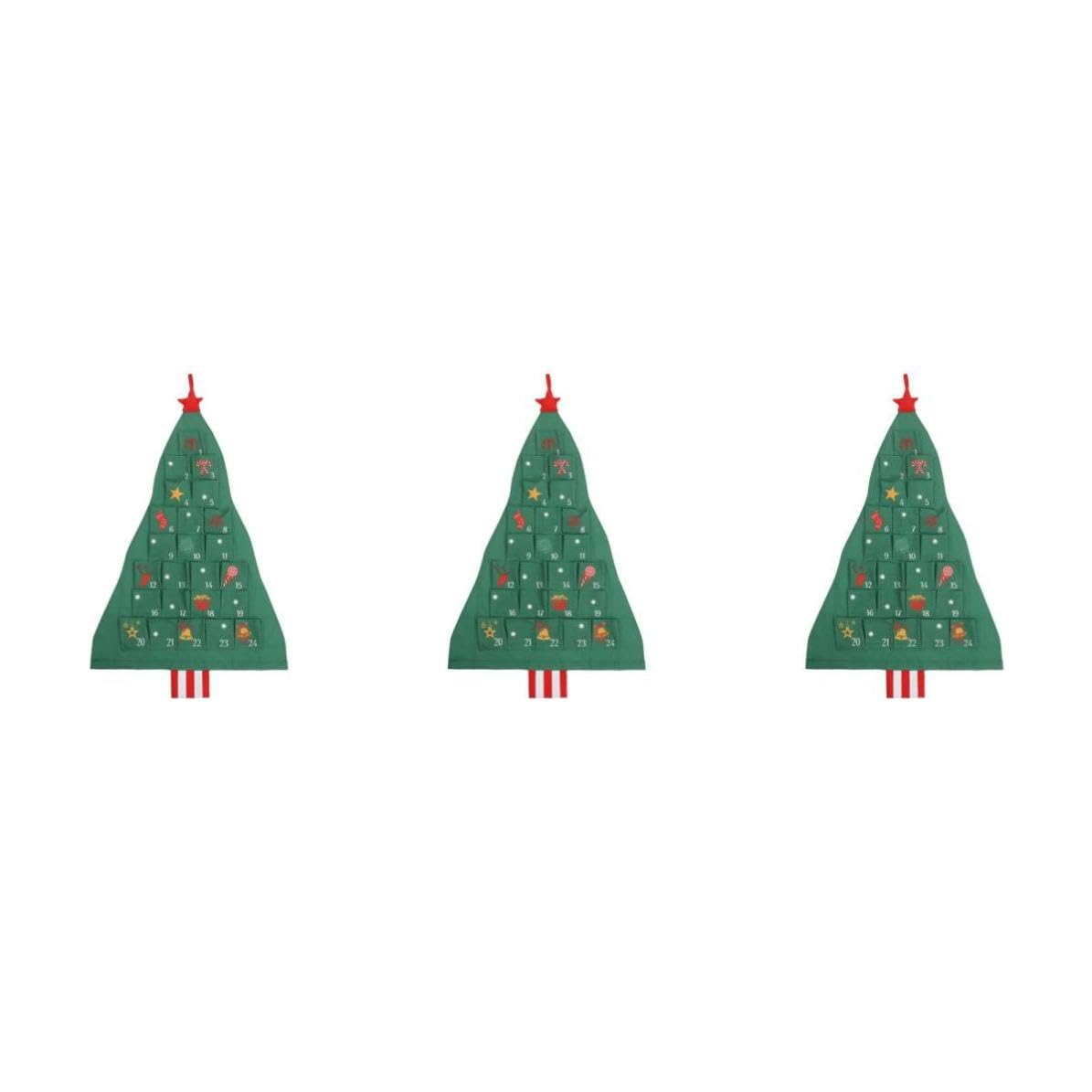 SHINEOFI 3 Sets Weihnachtsbaum Adventskalender mit 24 Taschen, Grün, zum