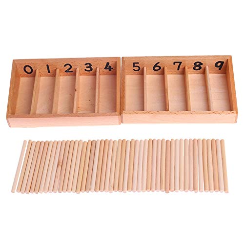 1 Set Montessori Wooden Spindle Box 45 Spindles Mathematics Counting Efor Ducational Toy