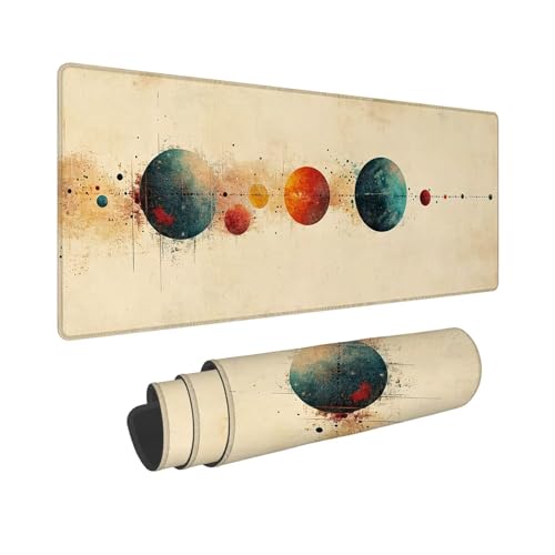 Planète Tapis de Souris XXL 600x300x3mm, Tapis Souris Rétro sous Main Bureau Gaming Accessoire, Mouse Pad Large et étendu, AntidéRapant étanche sous Main Bureau à Bords Cousus, Cadeaux Homme WR-636