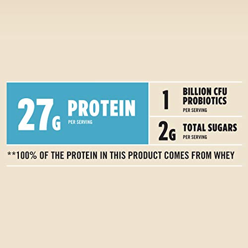 Image of Muscle Milk 100% Whey With Probiotics Protein Powder, Vanilla, 1.85 Pound, 23 Servings, 27g Protein, 2g Sugar, 1B CFU Probiotics, Low in Fat, NSF Certified for Sport, Packaging May Vary