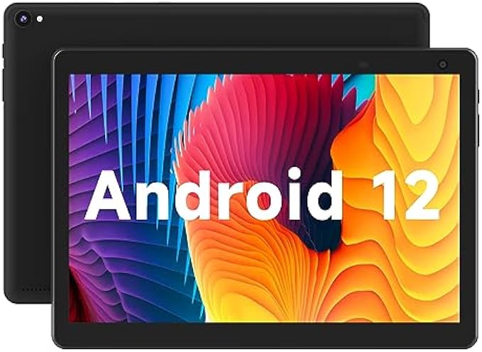 Tablet 10 inch Android Tablets, Android 12 Tablet Quad Core Processor 32GB Storage Tablet Computer, 4GB RAM, 8MP Camera, Long Battery Life Black