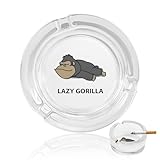 灰皿 ガラス灰皿 かわいい ゴリラ チンパンジ 卓上灰皿 たばこ灰皿 タバコ固定 喫煙具 透明 大容量 おしゃれ 室内 屋外