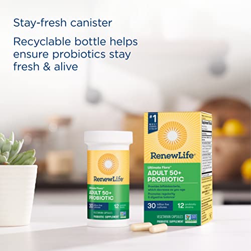 Renew Life Adult Probiotics 50+, 30 Billion Cfu Guaranteed, Probiotic Supplement For Digestive & Immune Health, Shelf Stable, Gluten Free, Extra Care, For Men & Women, 90 Capsules #TOP4