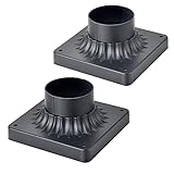 MrSconce Pier Mount Base 2 Pack,Cast Aluminum Outdoor Post Light Adapter for Deck Porch Patio in Matter Black Finish 5.6" W*5.6" L