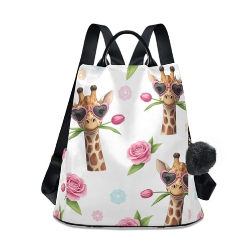 Mochila antirrobo mujer viaje senderismo camping jirafas corazones