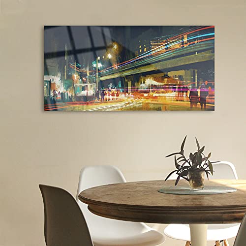 Image sur verre 100x50cm City Night Streets pour déco murale de salon - 3