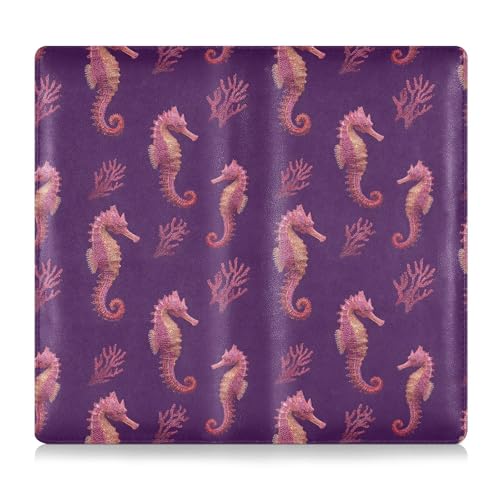 Car Registration and Insurance Holders Seahorse Pattern Print, PU Leather for License Documents Cards2