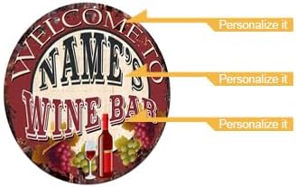 Miniatura 2 de Bienvenido a cualquier nombre y texto Bar de vinos personalizado Chic Sign posavasos tazas rústicas estilo vintage retro cocina bar pub cafetería