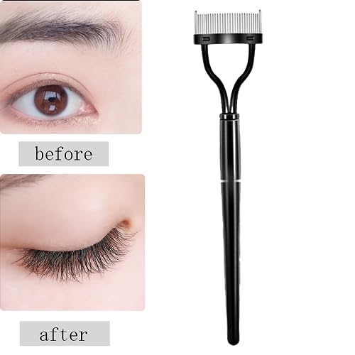 Faltbarer Wimpernkamm, Edelstahl-Zähne Wimpernkamm, Folding Eyelash Combs, Augenbrauen Pinsel, Wimpern Separator, Tragbare Augenbrauenbürste, Schönheitswerkzeug