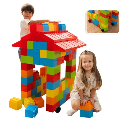 PLATPORTS 86-Piece Jumbo Big Blocks Set Giant XL Large Building Blocks for Kids Ages 28 Durable Plastic Construction Set for Indoor & Outdoor Play