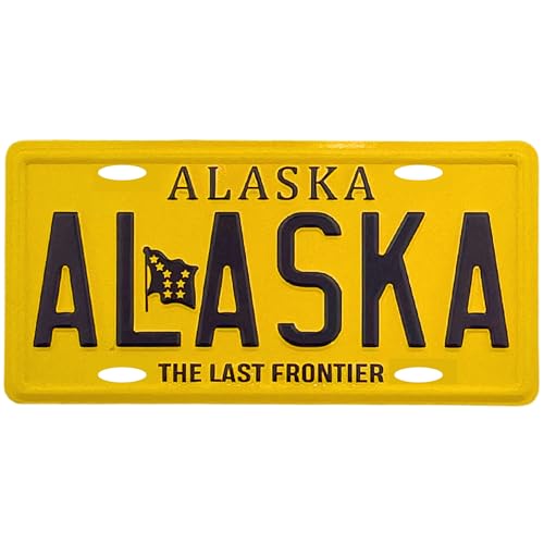 Mini Alaska License Plate Replica, Magnetic Souvenir for Refrigerator, Collectible Gift, 1.75 by 3.5 Inches