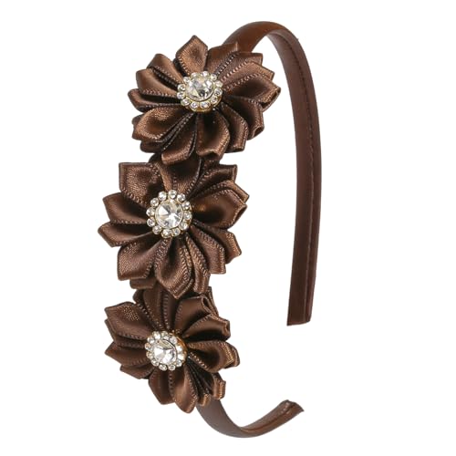 Soft Fabric Floral Rhinestones Hair Hoop Props with Nonslip Feature for Uncomfort Long Term Wear in Active Setting Multi Petal R