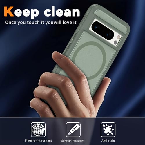 Magnetic Case for Google Pixel 8 Pro [Compatible with Magsafe] [Glass Screen Protector] [Dual Layer Military-Grade Protection] Heavy Duty Shockproof Cover for Google Pixel 8 Pro 6.7 inch, Green by KTUOHU - Used condition - Image 7