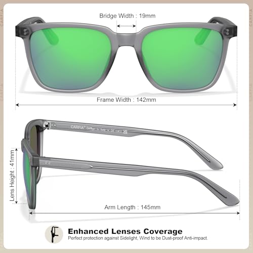 Image of CARFIA Retro Acetate Polarized Sunglasses for Men UV400 Protection Driving Outdoor Anti-Glare Sun Glasses CA5354WS