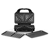 Salter 3-In-1 Snack Maker - Sandwich Toaster, Waffle Maker, Panini Press Grill, Includes Removable Extra Large Deep Fill Hot Plates, Non-Stick, 900W, Auto Temperature Control, Stay Cool Handle