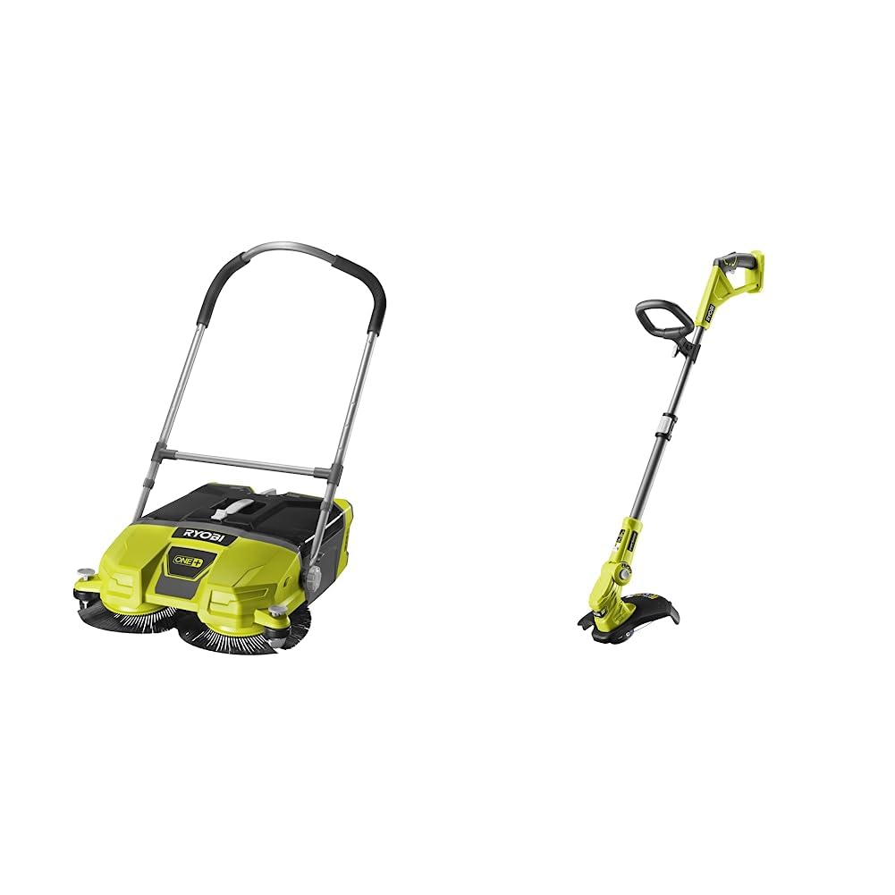 Ryobi 18 V ONE+ Akku-Kehrmaschine R18SW3-0 & 18 V ONE+ Akku-Rasentrimmer OLT1832 (Schnittbreite 25-30 cm, 3-fache Schnittwinkelverstellung, Schneidfaden 1,6mm, ohne Akku und Ladegerät)