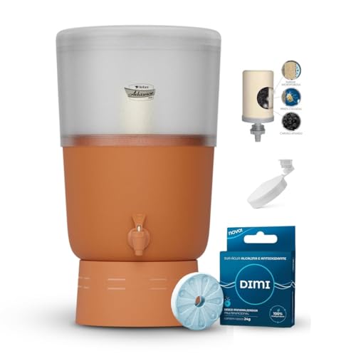 DIMI Filtro de Barro Advance Plus 4L com Vela Tripla Ação, Bóia, Torneira e um Disco Mineralizador –...