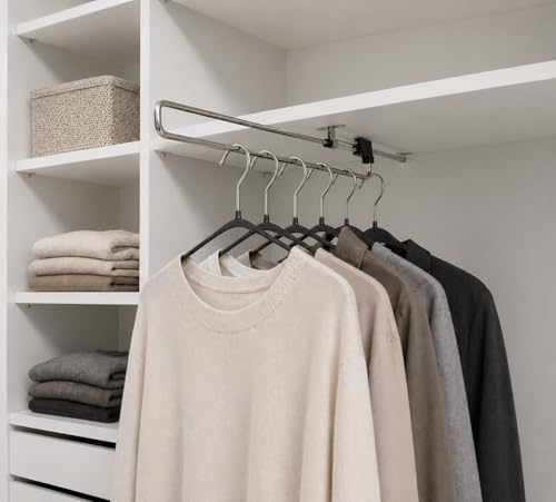 Tringle à vêtements extensible avec support coulissant fluide