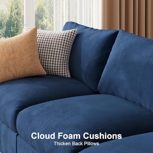 Image of Sectional Couches for Living Room FSC Certified Chenille Modular Couch Oversized Cloud U Shaped Convertible Sleeper Sofa Chaise Detachable Armrest Cushion (Velvet Blue, U Shape 6 Seat)