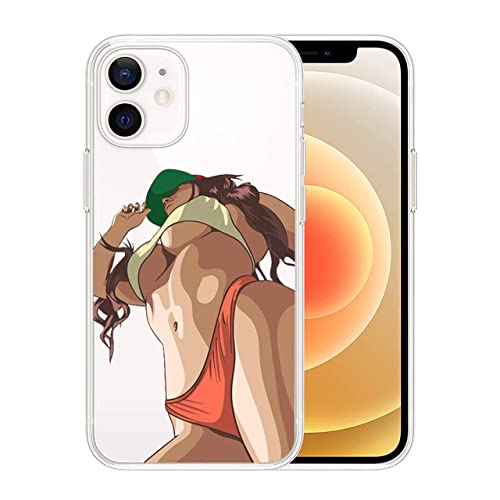 Coque de protection iPhone 14 et 12 souple et résistante imprimée Hot Girl