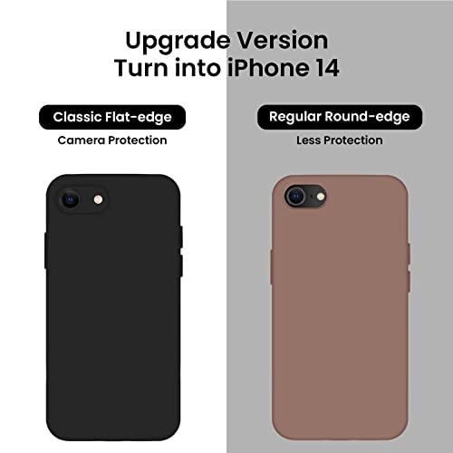 Firenova Iphone Se Case 2022/2020, Iphone 7 8 Case, Silicone Upgraded [Square Edges] & [Camera Protecion] Phone Case With Soft Anti-Scratch Microfiber Lining, 4.7 Inch，Black #TOP2