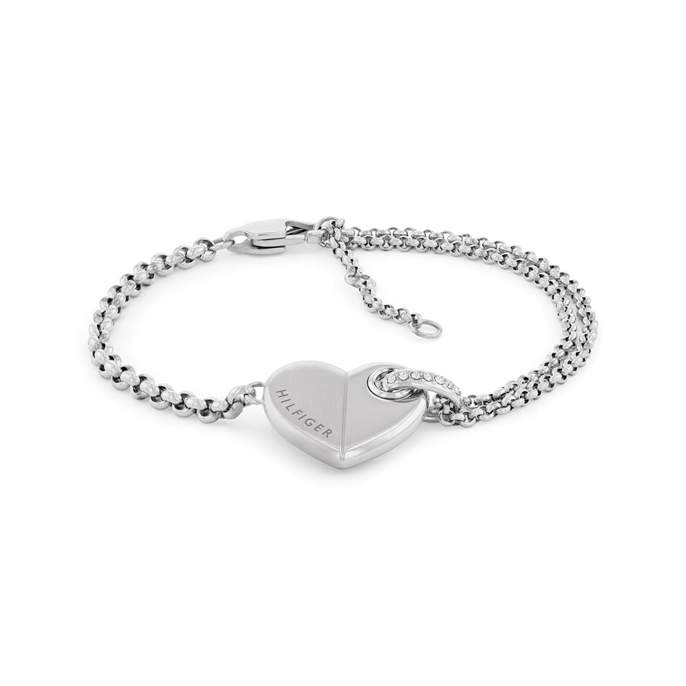 Tommy Hilfiger Jewelry Gliederarmband für Damen aus Edelstahl mit einem Herzförmigen Anhänger - Erhältlich aus Gold oder Silber