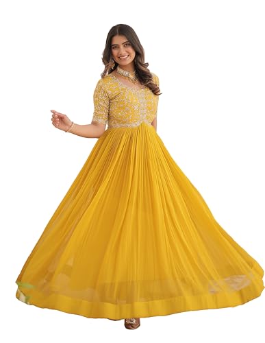 Image of Fashion Basket Georgette Embroidered Anarkali Gown for Women
