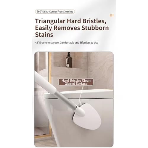Image of Clyton 3 in 1 Toilet Brushes Holder Set | Toilet Cleaning Set with Under-Rim Curved Brush, Round Bowl Scrubber, Slim Crevice Detail Brush | Wall Mounted & Floor Standing | Quick Dry Bathroom Brush Set