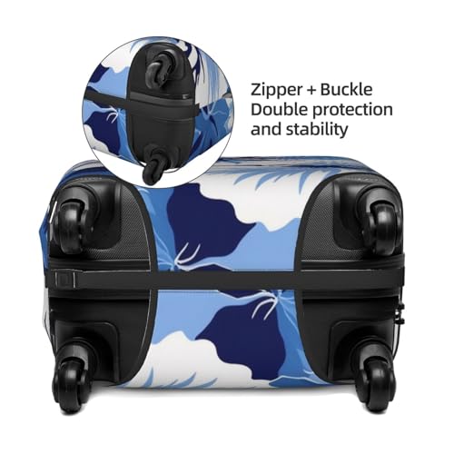 Blue Hibiscus Print Luggage Suitcase Covers Elastic Washable Luggage Protector Luggage Covers For Suitcase4