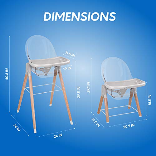 Children Of Design 6 In 1 Deluxe Wooden High Chair For Babies & Toddlers, Modern Safe & Compact Baby Highchair, Easy To Clean, Removable Tray, Easy To Assemble, 6 Options 3 Seat Positions 2 Heights #TOP7