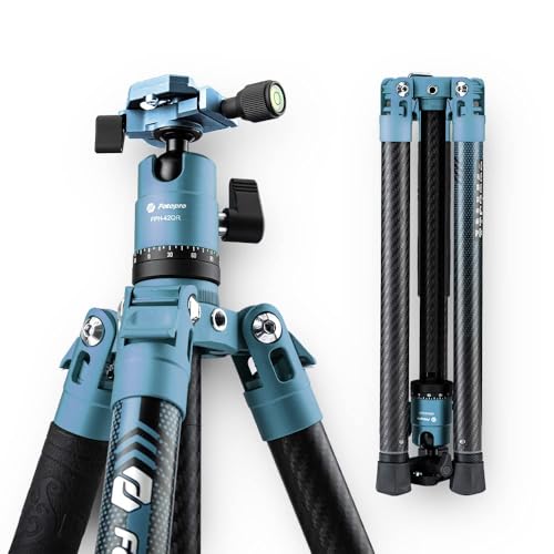 Fotopro 62 Inch Carbon Fiber Tripod for Camera Ultralight Travel Camera Tripod Max Loads Up 22lbs X-Aircross 3 Blue