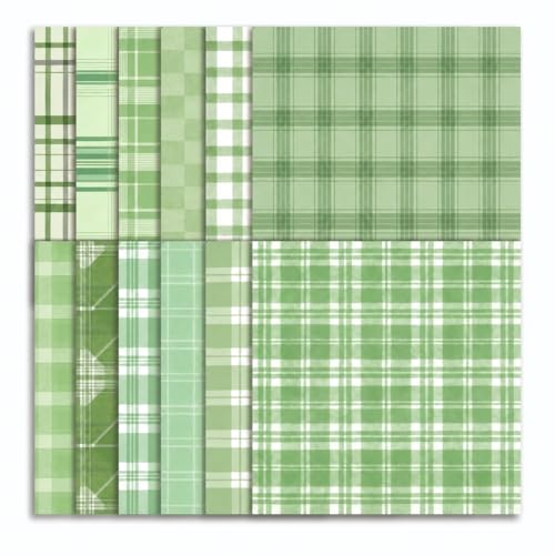 Papier scrapbooking vert sauge 30x30 cm à motif vichy rectoverso pour album