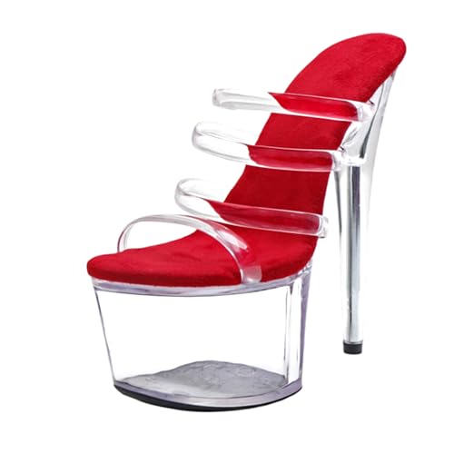 WUXIN H&P Women's 7 in Clear Platform Sandal Heels Sexy, 7 in Pole Dance High Heel Clear Platform, 17 cm Exotic Platform Pole Dancer Heels Shoes Stiletto