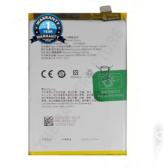 Image of THE BATTERY STORE Original BLP881 Battery for Oppo A57 2022 Battery with 1 Year Warranty**** (PP144)