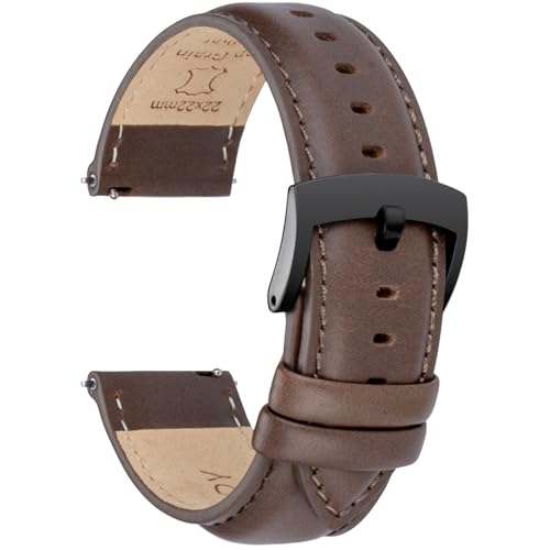 Image of OTTOODY Leather Watch Bands Quick Release, Elegant Top Grain Leather Watch Straps for Men & Women, Choice of Color & Width - 18mm, 19mm, 20mm, 21mm or 22mm Wristbands Bracelet for Watch & Smartwatch