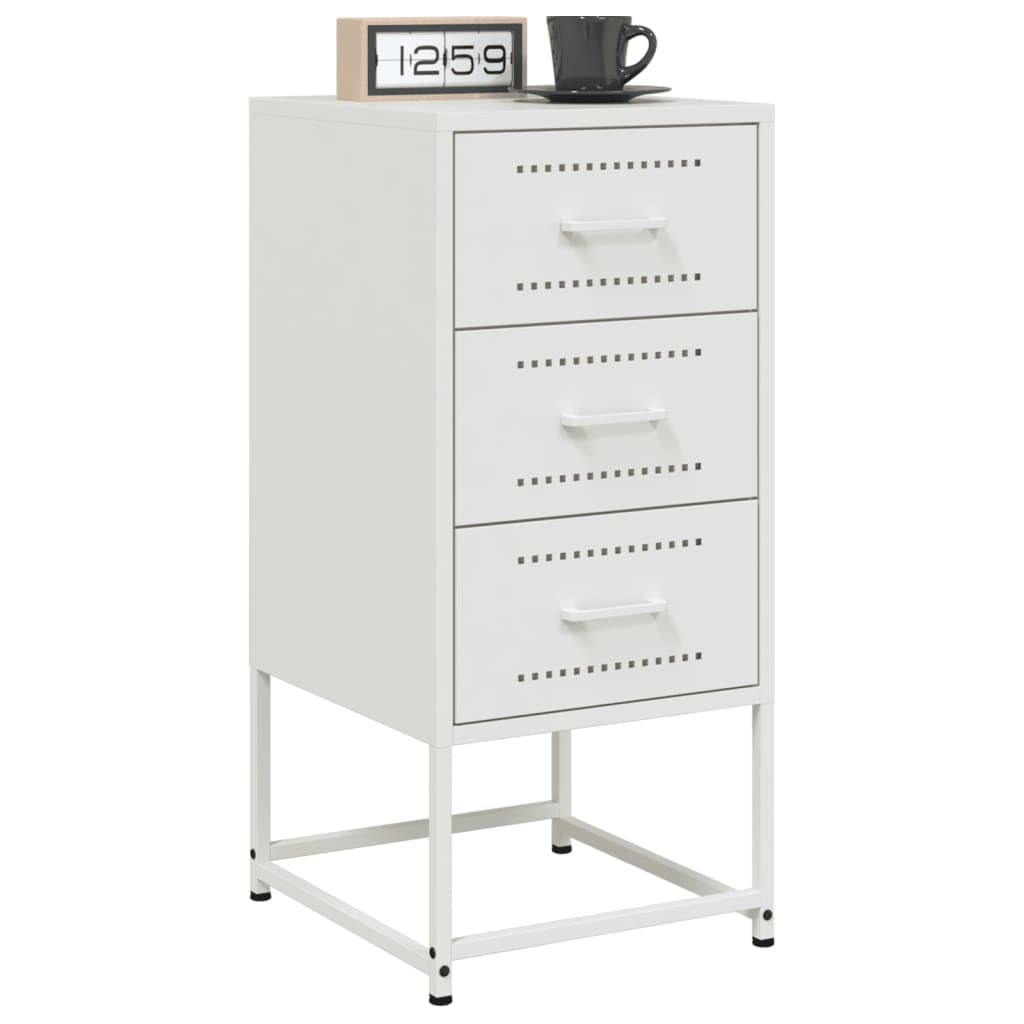 Comodino bianco 36 x 39 x 78 cm acciaio moderno design industriale con 1 cassetto per camera da letto soggiorno ufficio