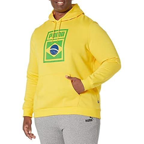 PUMA Sudadera con Capucha con Bandera de país, Brasil-Diente de león, S para Hombre Cover