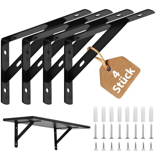 4 Stück Regalwinkel Schwerlast, Winkel Regal mit Schrauben & Dübel, Regal...
