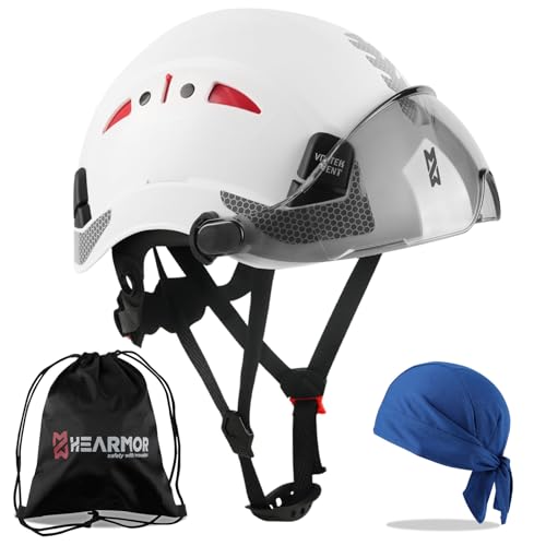 HEARMOR Safety Hard Hat ANSI Z89.1 & EN397 Certified, Adjustable ABS Construction Helmet with 6-Point Ratchet Suspension, Breathable Cooling Liner & Carry Bag - Lightweight Durable Head Protection