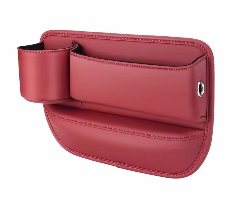 CREA tu Propio vehículo: Asiento Trasero de Cuero sintético con Logotipo Personalizado, portavasos, Base for teléfono y Llavero(Red,Sin Logo)