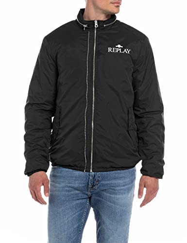 Replay Herren Jacke mit Reißverschluss, Black 098 (Schwarz), M