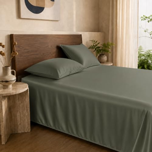 Image of HOMEMONDE 100% Bamboo King Size Flat Bedsheet with 2 Pillow Covers | 300 TC Luxury Cooling Bed Sheet | Ultra Soft, Breathable & Moisture Wicking | (Charcoal Grey, 108x108 Inches)