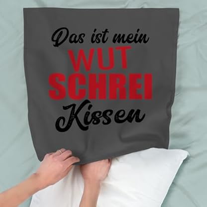 Kissenbezug - Statement - Das ist mein Wut Schrei - 50 x 50 cm - Grau - schreikissen statements schreien kuschelkissen wutkissen sprüche wutschrei schmusekissen kissen mit spruch baumwollkissen – Bild 6