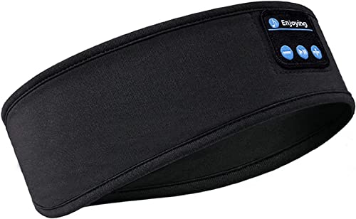Auriculares para dormir, Auriculares inalámbricos con banda para la cabeza V5.0 Bluetooth, Altavoces estéreo HD ultradelgados incorporados, Adecuado para sueño lateral/Deportes/Yoga (Negro)