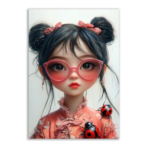 Poster vintage fille chinoise TERUEA toile decoration murale salon 70x100