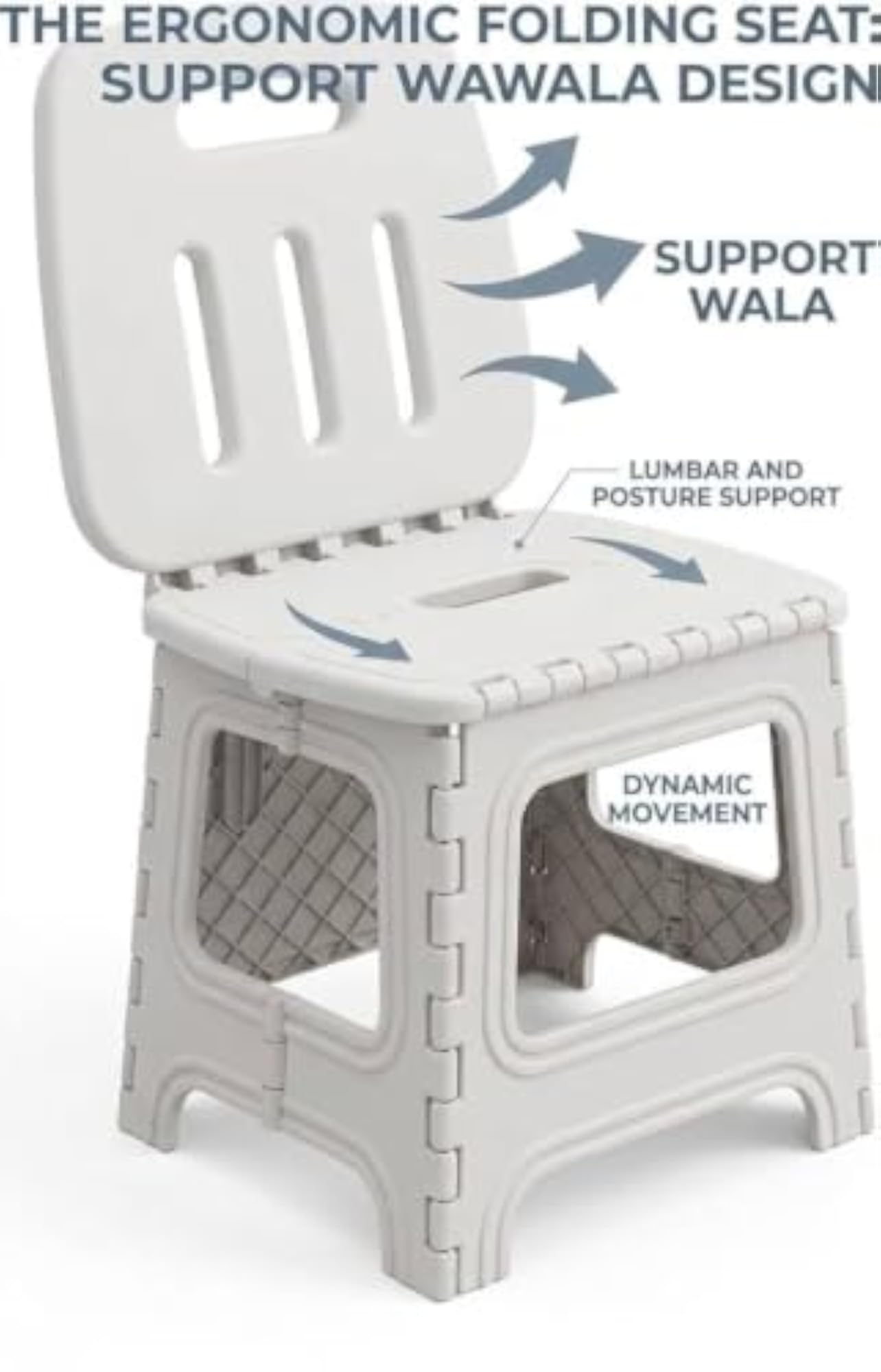 Folding Step Stool with Backrest for Home & Kitchen